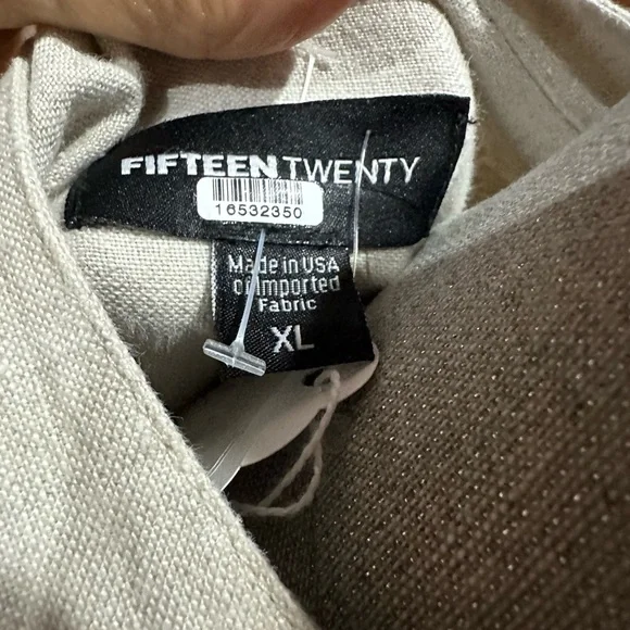 SIZE XL Fifteen Twenty Tan Cream Mandarin Collar Shirt Dress - Picture 7 of 10